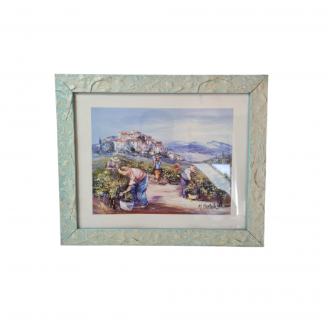 Картина винтажная "Сбор винограда" М.Кристоф, 35 x 28,5 см, Германия, 1960-70гг.