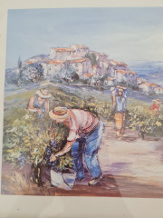 Картина винтажная "Сбор винограда" М.Кристоф, 35 x 28,5 см, Германия, 1960-70гг.