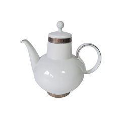 Чайник винтажный H&amp;G Selb / Heinrich, белый фарфор с серебряным узором, 23 x 23 см, Германия, 1960-1970гг.