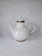 Чайник винтажный H&amp;G Selb / Heinrich, белый фарфор с серебряным узором, 23 x 23 см, Германия, 1960-1970гг.