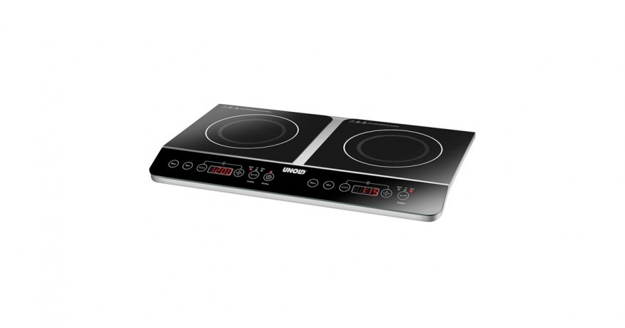 Unold Unold Induktions-Doppelkochplatte Elegance schwarz/silber schwarz/silber Unold индукционная двойная конфорка Elegance черный/серебристый