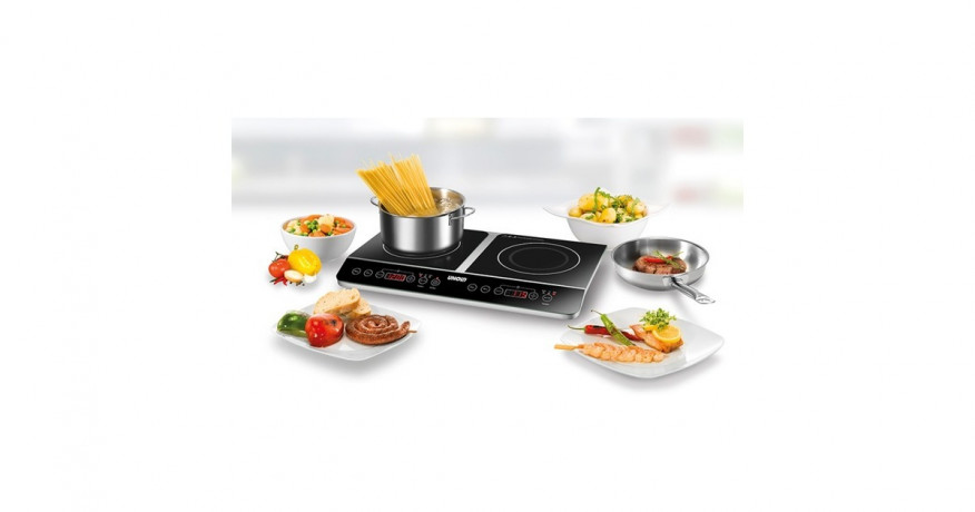 Unold Unold Induktions-Doppelkochplatte Elegance schwarz/silber schwarz/silber Unold индукционная двойная конфорка Elegance черный/серебристый
