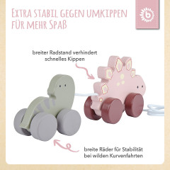 bieco Nachziehspielzeug Holz Dinos Kinder Nachziehtier Holzspielzeug ab 1J. Ziehtier Nachziehspielzeug Игрушка-перетягивание деревянные динозавры детская игрушка-перетаскивание от 1 года. Потяните за игрушку