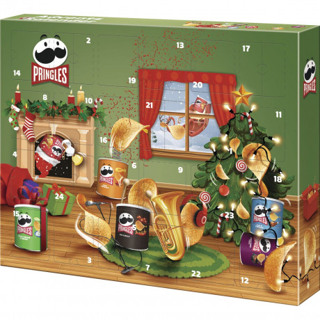 Pringles Chips Adventskalender 2026, Pringles Адвент-календарь 2026 с чипсами шести вкусов, 24 баночки по 40 г, 960 г