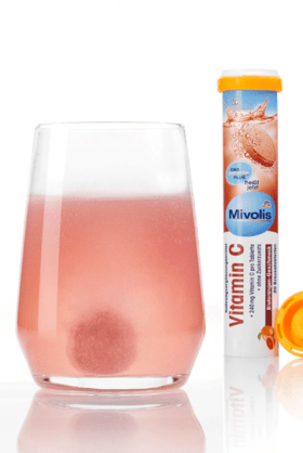 Mivolis Vitamin C Brausetabletten SET 3x20 St, Миволис НАБОР Шипучие таблетки Витамин C 240 мг со вкусом апельсина, 3х20 шт