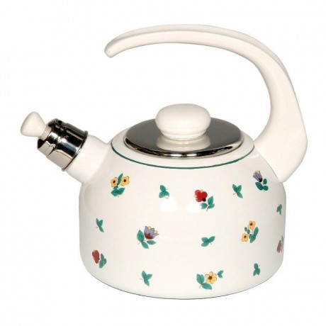 Gmundner Keramik Gmundner Keramik by Riess Streublumen Wasserkessel mit Flote - Emaille 2,0 L / d: 18 cm Gmundner Ceramics by Riess Чайник с рассеянным цветком и флейтой - эмаль 2,0 л / диаметр: 18 см