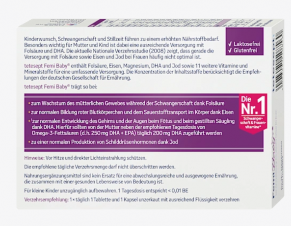 tetesept Femi Baby 30 Tabletten und 30 Weichkapseln 60 St, Витаминный комплекс для беременных и кормящих женщин, 30 таблеток + 30 капсул