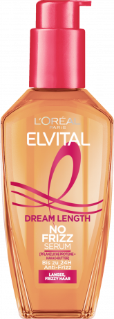 L'Oreal Paris Elvital Dream Length Dreamy Sleek Serum, 100 ml, Несмываемая разглаживающая сыворотка для длинных волос, без силиконов, термозащита до 230°C, 100 мл