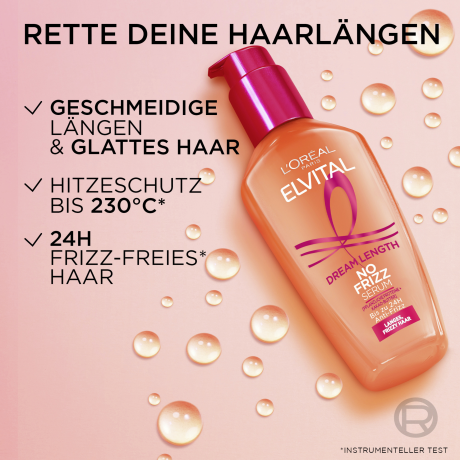 L'Oreal Paris Elvital Dream Length Dreamy Sleek Serum, 100 ml, Несмываемая разглаживающая сыворотка для длинных волос, без силиконов, термозащита до 230°C, 100 мл