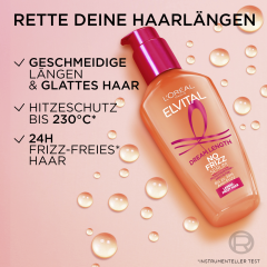 L'Oreal Paris Elvital Dream Length Dreamy Sleek Serum, 100 ml, Несмываемая разглаживающая сыворотка для длинных волос, без силиконов, термозащита до 230°C, 100 мл