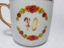 Royal Dux Bohemia Czechoslovakia Чашка с ручкой "Красные маки" с позолоченной цифрой 70, 9,5см x 12см, Чехословакия, 1960-70гг.
