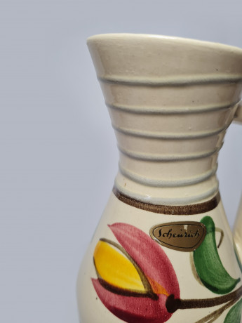 Scheurich Ваза-кувшин с цветочным рисунком ручной работы, 21,5 x 9,5см, Германия, 1960-70гг.