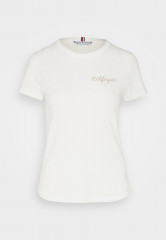 Tommy Hilfiger SLIM GOLD C-NK SS Print T-shirt ecru SLIM GOLD C-NK SS Футболка с принтом экрю
