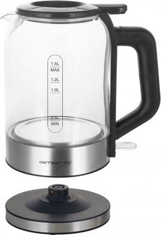 Emerio Emerio Wasserkocher EMERIO WK-122574 Wasserkocher schnurlos, BPA-frei Silber, Schwarz, 1.50 l, 2200 W  Чайник Emerio EMERIO WK-122574 Беспроводной чайник, без BPA серебристый, черный, 1,50 л, 2200 Вт