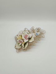 Статуэтка-свадебный сувенир винтажный Capodimonte &quot;Пастельные розы&quot;, фарфор/текстиль, Италия, 15 х 6 см, 1960-70гг.