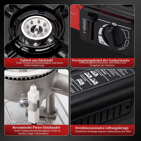 HOMELUX HOMELUX Gaskocher Campingkocher 2,0 KW mit Gaskartuschen und Tragekoffer, (Set, 8-St., Grill Camper im Outdoor Camping), 2,0 KW Газовая плита HOMELUX походная 2,0 кВт с газовыми баллонами и футляром для переноски (набор, 8 шт., кемпер-гриль в кем