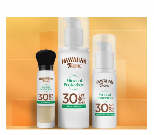 Hawaiian Tropic Mineral Powder Brush LSF 30,  Кисть c минеральной пудрой SPF 30,  со 100% минеральными фильтрами, 4,3г