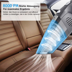 TUABUR TUABUR Akku-Handstaubsauger 8000PA Handstaubsauger, kabellos, starke Saugkraft, nass und trocken, Ausgestattet mit 2200-mA-Akku, 4-in-1-Multifunktions-Handstaubsauger, Geeignet fur Tierhaare, Autoinnenraume, Staub, Buro- und Heimreinigung Asche Бес