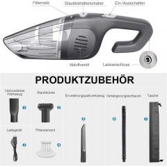 TUABUR TUABUR Akku-Handstaubsauger 8000PA Handstaubsauger, kabellos, starke Saugkraft, nass und trocken, Ausgestattet mit 2200-mA-Akku, 4-in-1-Multifunktions-Handstaubsauger, Geeignet fur Tierhaare, Autoinnenraume, Staub, Buro- und Heimreinigung Asche Бес