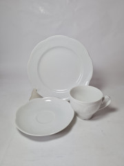 Набор посуды для кофе винтажный на 3 персоны Schumann, белый фарфор с фактурным узором, Германия, 1960-70гг.