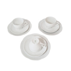 Набор посуды для кофе винтажный на 3 персоны Schumann, белый фарфор с фактурным узором, Германия, 1960-70гг.