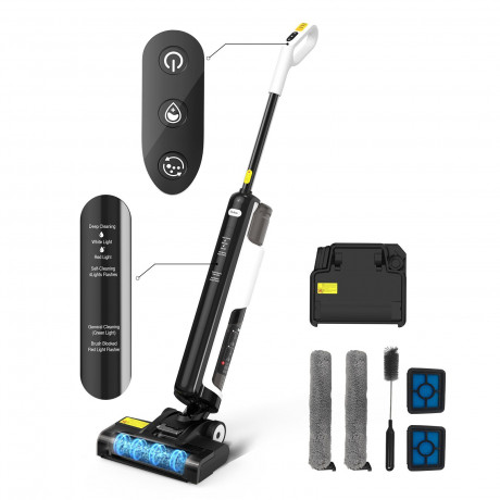 Redkey Redkey Nass-Trocken-Akkusauger W12 SE, 180,00 W, Nass-Trocken-Sauger Staubsauger,Wischmopp, Nass-und Trockensauger Selbstreinigung LED,Leistungsstark leicht leise Беспроводной пылесос Redkey для сухой и влажной уборки W12 SE, 180,00 Вт, пылесос дл