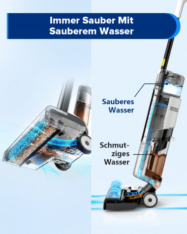 Redkey Redkey Nass-Trocken-Akkusauger W12 SE, 180,00 W, Nass-Trocken-Sauger Staubsauger,Wischmopp, Nass-und Trockensauger Selbstreinigung LED,Leistungsstark leicht leise Беспроводной пылесос Redkey для сухой и влажной уборки W12 SE, 180,00 Вт, пылесос дл