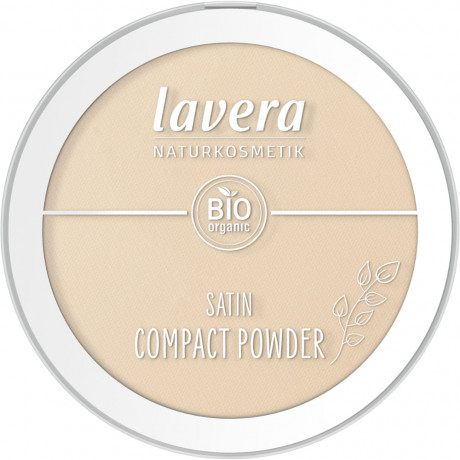 LAVERA Satin Compact Powder Medium 02 nude, 9,5 g, Лавера Компактная пудра с сатиновым выравнивающим финишем, оттенок Medium 02 nude, био-миндальное масло и био-рисовая пудра, 9,5 г