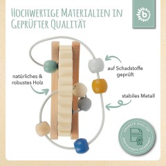 bieco Motorikwurfel Motorikschleife Lernspielzeug Holz Wurfel Motorik Spielzeug Baby Motorikwurfel Куб моторных навыков Кубик двигательных навыков Петля Обучающая игрушка Деревянный куб Двигательные навыки Игрушка Детский куб моторных навыков