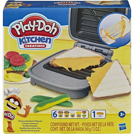 Hasbro Play-Doh Kitchen Creations Sandwichmaker Set fur Kinder ab 3 Jahren mit Play-Doh Elastix Knete und 6 weiteren Farben Набор для приготовления сэндвичей Play-Doh Kitchen Creations для детей от 3 лет с пластилином Play-Doh Elastix и 6 другими цветами