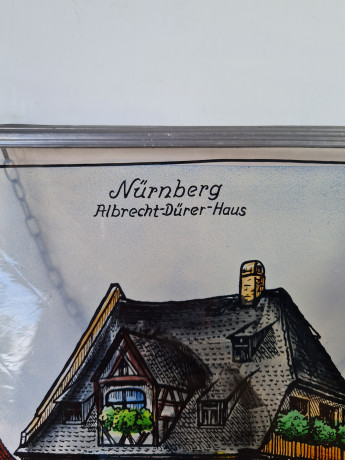 Картина винтажная "Нюрнберг", на стекле с металлич.цепочкой, 29 x 23 см, Германия, 1960-70гг.