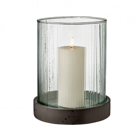 Bitz Bitz Kusintha - Glas green / black Windlicht mit LED-Kerze h: 24 cm Bitz Kusintha - Стеклянный зеленый/черный фонарь со светодиодной свечой, высота: 24 см