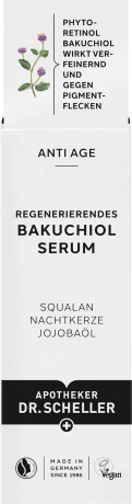 DR.SCHELLER Regenerierendes Bakuchiol Serum, 15 ml, Dr. Scheller регенерирующая масляная сыворотка с бакучиолом против морщин, пигментных пятен и потери упругости, 15 мл