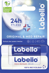 Labello Original &amp; Med Repair LSF 15, Набор бальзамов для губ с маслом ши и пантенолом для питания и ухода при сухости, Original и Med Repair SPF 15, 2 × 4,8 г