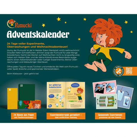 Franzis Pumuckl Adventskalender 2026 mit Bastelideen und Überraschungen, Адвент-календарь FRANZIS Pumuckl 2026 с поделками и сюрпризами, 24 окошка, от 7 лет
