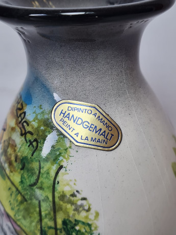 Dipinto A Mano Ваза для цветов "Пейзаж", ручная роспись, 12,5 x 7 см, Италия, 1960-70гг.