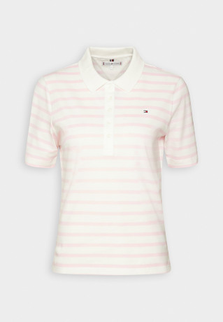 Tommy Hilfiger REG STRIPE  Polo shirt Breton Ecru/Pastel Pink REG STRIPE Рубашка поло Бретонский экрю/Пастельно-розовый