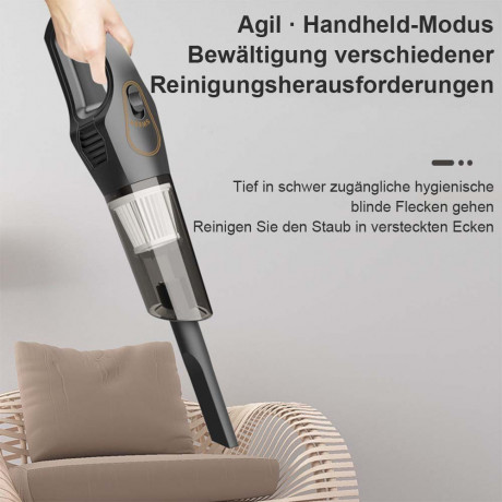 TUABUR TUABUR Akku-Handstaubsauger Kabelloser, wiederaufladbarer tragbarer Handstaubsauger mit 5500 PA, Leistungsstarker, integrierter Bodenstaubsauger zum Saugen und Wischen, Geeignet fur Autos, Wohnungen und Buros Schwarz Беспроводной ручной пылесос TUA