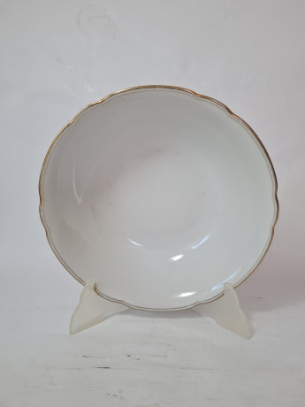Сервировочная тарелка винтажная Bareuther Bavaria, белый фарфор с позолоченным ободком, 23 x 7 см, Германия, 1960-70гг.