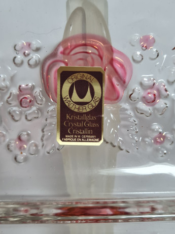 Набор сервировочных блюд Walther Glas с розовым декором, стекло, 2 шт., Германия, 1960-70гг.