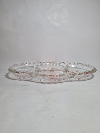 Набор сервировочных блюд Walther Glas с розовым декором, стекло, 2 шт., Германия, 1960-70гг.