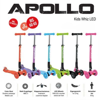 APOLLO LED Kinderscooter Kids Whiz Светодиодный детский самокат Kids Whiz
