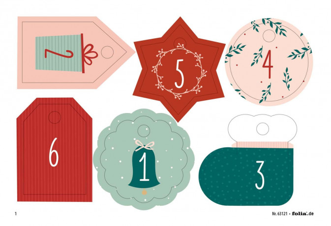 folia Adventskalender 2026-Set Juteoptik, 24 Saeckchen, Folia Адвент-календарь 2026 в джутовом стиле для самостоятельного наполнения, 24 мешочка с бирками