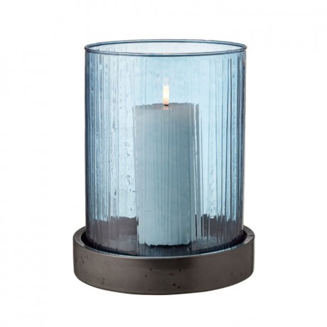 Bitz Bitz Kusintha - Glas blue / black Windlicht mit LED-Kerze h: 24 cm Bitz Kusintha - Стеклянный синий/черный фонарь со светодиодной свечой, высота: 24 см