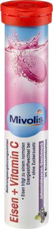 Mivolis Eisen+Vitamin C Brausetabletten SET 3x20 St, Миволис НАБОР Шипучие таблетки Железо+Витамин C, 3х20 шт