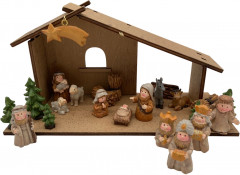 Adventskalender Weihnachtskrippe mit Holzstall, Рождественский адвент-календарь-вертеп с деревянной конюшней и 24 фигурками