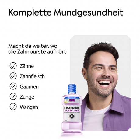 Listerine Mundspuelung Cool Mint Extra Frisch, 500 ml, Listerine ополаскиватель для полости рта Cool Mint Extra Frisch без спирта, свежий мятный вкус, защита 6 в 1, 500 мл