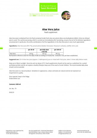 Krauterhaus Sanct Bernhardt Aloe Vera Juice, 1 литр