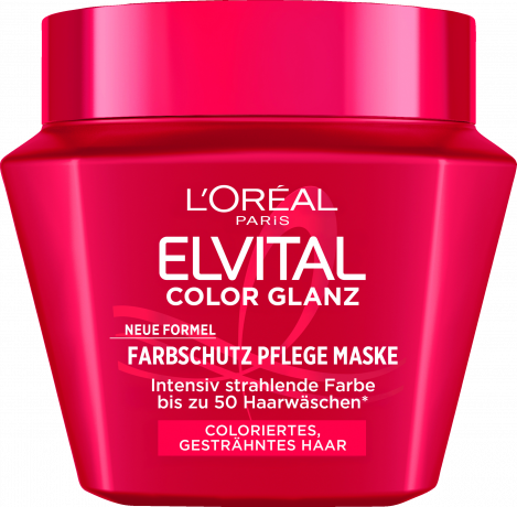 L'Oreal Paris Elvital Color Glanz Farbschutz Pflege Maske, 300 ml, Маска для окрашенных волос, уход и защита цвета, 300 мл