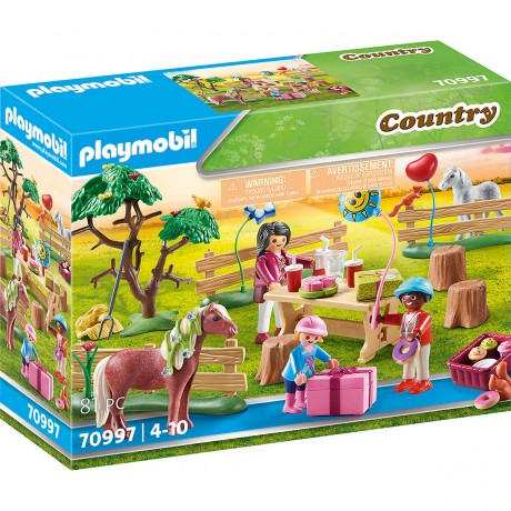 PLAYMOBIL 2er Set: 70997 Kindergeburtstag auf dem Ponyhof + 71000 2x Island Ponys mit Fohlen Набор из 2 штук: 70997 детский день рождения на пони-ферме + 71000 2 исландских пони с жеребятами